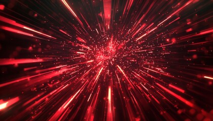 A vibrant abstract representation of dynamic red light beams radiating outward, evoking a sense of energy and motion.