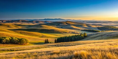 Obraz premium Minimalist Alberta Foothill Landscape with Rolling Hills and Tranquil Sky