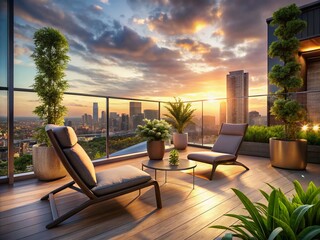 Minimalist Balcony with City View - Relaxation Space in Urban Jungle