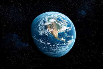 Fototapeta premium Earth viewed from space with vibrant colors and details