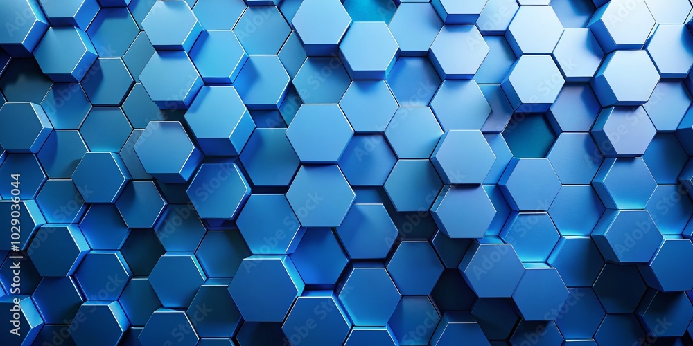 Poster minimalist blue tech hexagonal pattern design for modern aesthetics and digital backgrounds