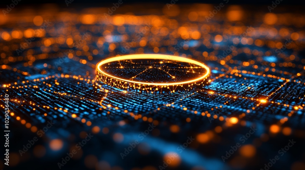 Poster futuristic abstract technology background with glowing circle and network design