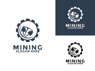 Mining company vintage logo vector illustration design. Mining logo design icon template