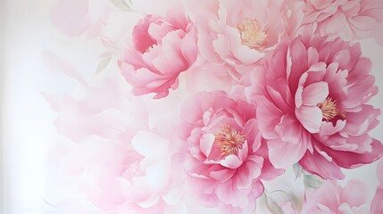 A soft, dreamy depiction of pink peony flowers with delicate petals, creating a gentle and romantic atmosphere.