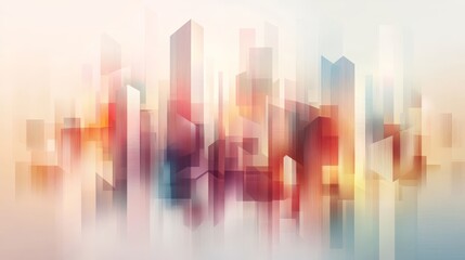 Vibrant Abstract Cityscape, dynamic geometric forms, bold gradients, contemporary design, modern aesthetics, rich color palette, digital art representation