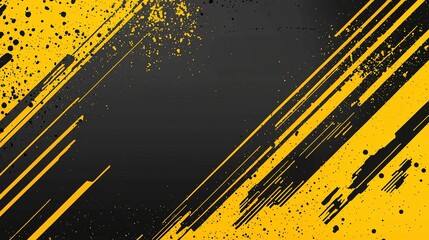 A visually striking abstract background in black and yellow, showcasing a combination of expressive brushstrokes and halftone effects.