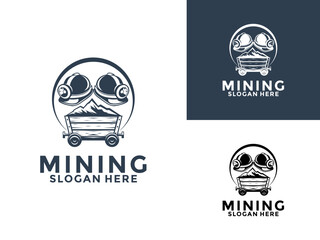 Mining company vintage logo vector illustration design. Mining logo design icon template