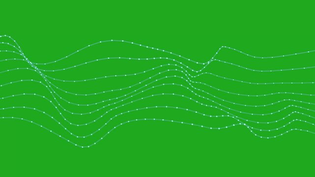 3D wave effect with parallel dotted lines on green screen background