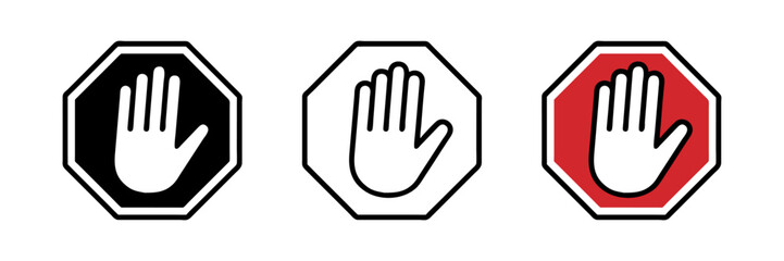 Obraz premium set of Hand blocking sign stop .Vector illustration