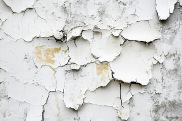 Obraz premium white distressed cracked stucco texture, plaster wall, background with copy space