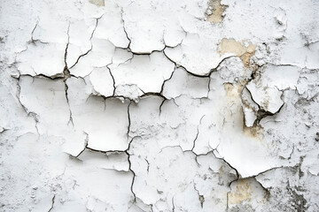 Obraz premium white distressed cracked stucco texture, plaster wall, background with copy space