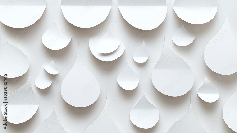 Aufkleber minimalist paper cut raindrops in a simple repeating pattern, creating a clean and modern design, pa