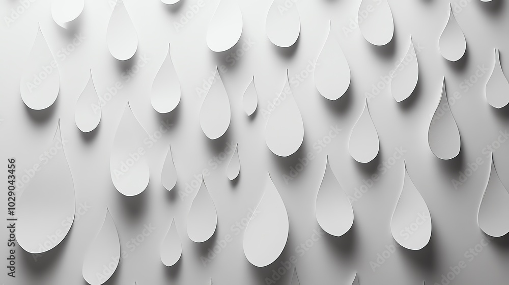 Aufkleber minimalist paper cut raindrops in a simple repeating pattern, creating a clean and modern design, pa