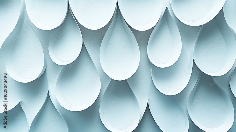 Aufkleber minimalist paper cut raindrops in a simple repeating pattern, creating a clean and modern design, pa