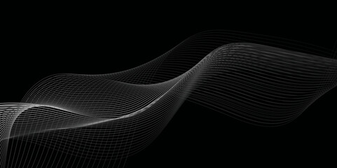 Abstract wave blend lines on transparent background. Design for banner, wallpaper, background and many more. Undulate Grey Wave Swirl, frequency sound wave, twisted curve lines with blend effect.	
