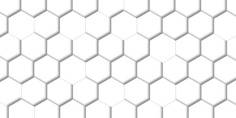Abstract pattern with hexagonal white and gray technology line paper background. Hexagonal 3d vector grid tile and mosaic structure simple style hexagonal graphic concept. Futuristic surface design.	
