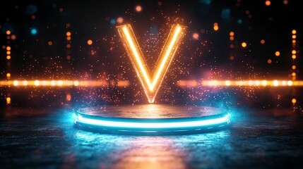 A contemporary podium in a dark aesthetic, complemented by light and reflective surfaces, suitable for product showcases.