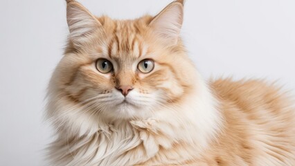 Obraz premium Portrait of Cream siberian cat on grey background