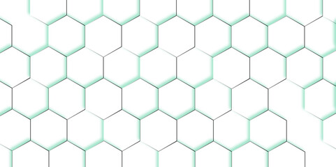 Abstract pattern with hexagonal white and gray technology line paper background. Hexagonal 3d vector grid tile and mosaic structure simple style hexagonal graphic concept. Futuristic surface design.	
