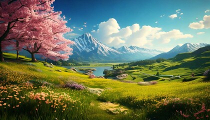 Spring landscape Wallpaper Background