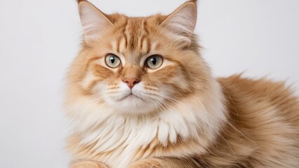 Obraz premium Portrait of Cream siberian cat on grey background