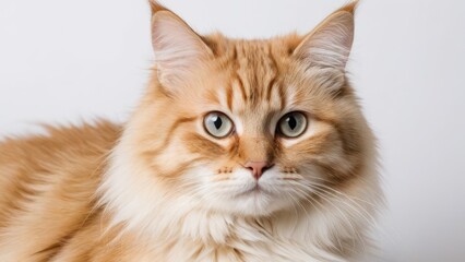 Obraz premium Portrait of Cream siberian cat on grey background