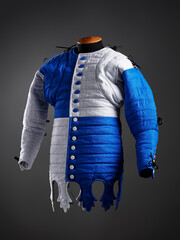 Historical fashion. Medieval knight cloth. Padded jacket gambeson.