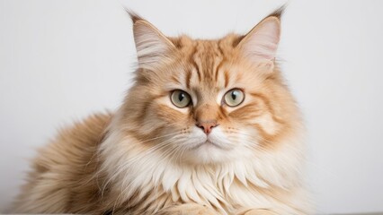 Obraz premium Portrait of Cream siberian cat on grey background