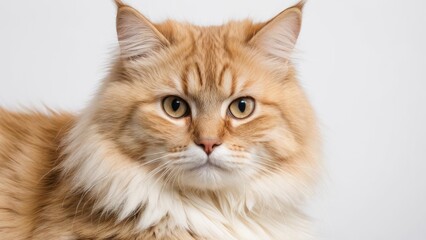 Obraz premium Portrait of Cream siberian cat on grey background