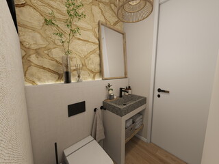 baño de casa moderna y mediterránea con ducha y materiales modernos