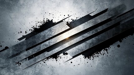 Abstract grey grunge corporate header banner featuring geometric vector stripes in a sophisticated grey color palette.