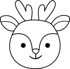 Cute deer head outline vector.
Deer face cartoon outline svg.