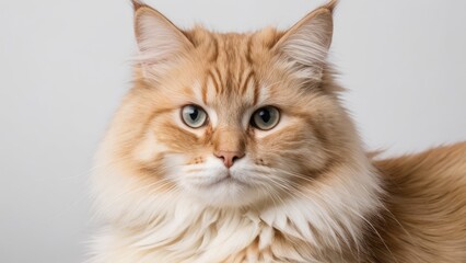 Portrait of Cream siberian cat on grey background