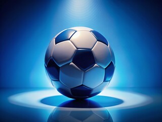 Fototapeta premium Modern Blue and White Soccer Ball Silhouette on Light Blue Background for Sports and Recreation Themes