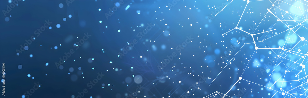 Aufkleber blue background with white low-poly lines and dots, a vector network connection structure concept te