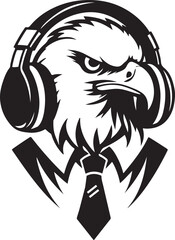 A Cute Eagle USA soldiers Listening to Music with Headphones