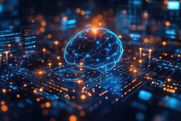 Digital Brain Concept in Futuristic Technology