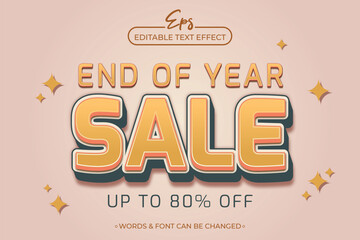 End of year sale poster with editable text effect template