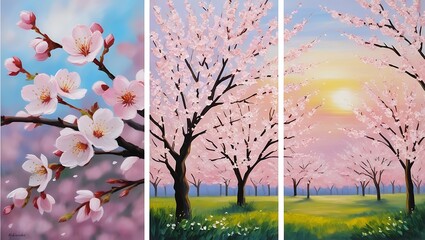 Obraz premium Set of minimal wall decor with wild flowers