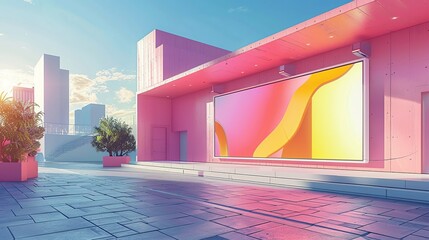 High-resolution digital billboard mockup with dynamic, colorful displays and engaging content, ideal for effective digital advertising in a contemporary urban environment. High resolution