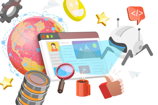 3D  Illustration of Web Scraping, Technology for Collecting Data From WWW