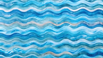 Fototapeta premium Blue abstract watercolor background featuring wave patterns.