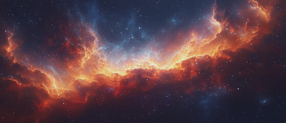 Fototapeta premium Abstract space nebula, with vibrant swirling colors and distant stars, blending fantasy with the vastness of the universe in a breathtaking, cinematic composition.