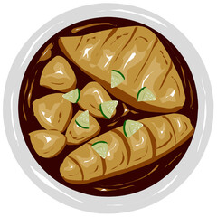 Pempek an Amazing Indonesian food illustration
