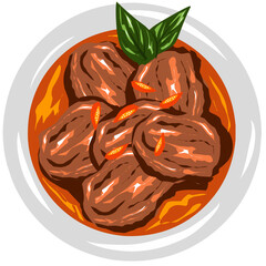 Rendang is the Best Indonesian food illustration
