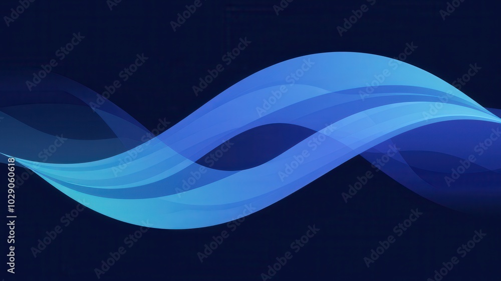 Poster abstract blue wave pattern on dark background, perfect for design projects.