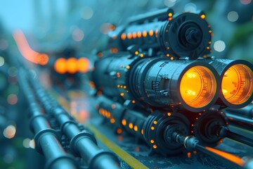 Fototapeta premium Fiber optic network technology, 3D illustration.