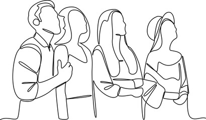 People enjoying one line art vector