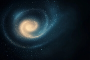 Fototapeta premium Une galaxie en spirale avec des teintes bleues profondes et des étoiles scintillantes, idéale pour des projets liés à l’espace et à la science-fiction.