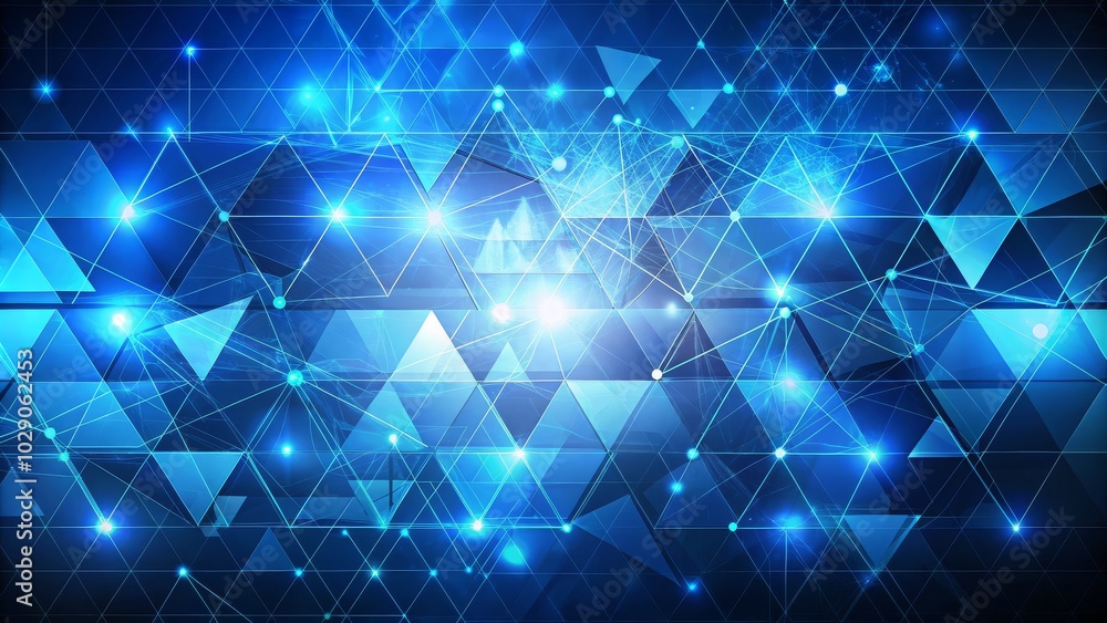 Poster modern blue triangular patterns for a professional it company backdrop.